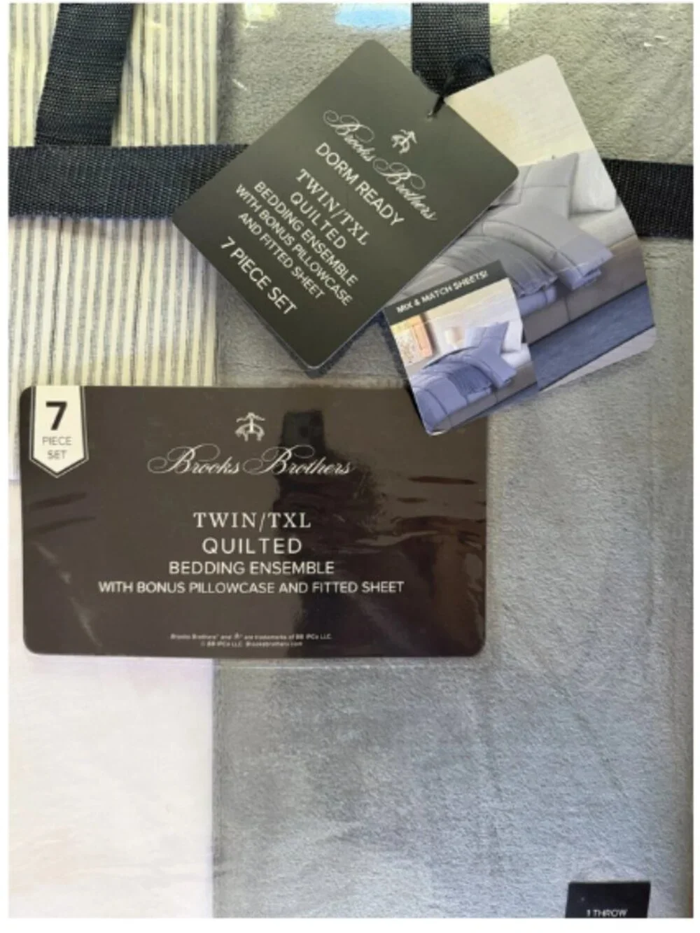 NEW Brooks Brothers Dorm Ready Twin XLong 7pc Bedding Ensemble Set